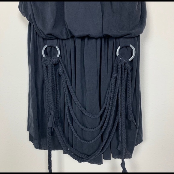 Free People Dust in the Wind Boho Romper. Sleeveless Romper in charcoal gray. - Picture 7 of 11